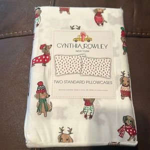 Cynthia Rowley Dachshund Christmas in outfits two standard pillowcases